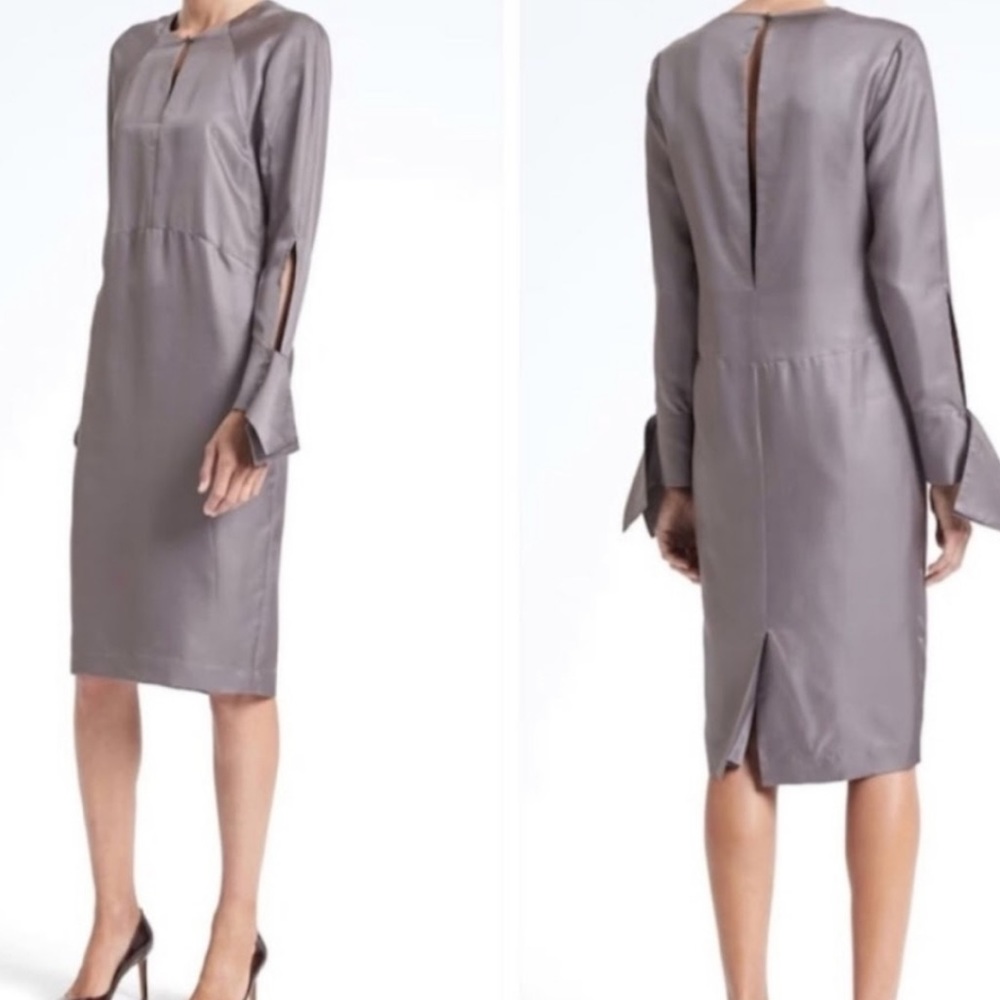 NWT Banana Republic Heritage grey silk straight sheath dress